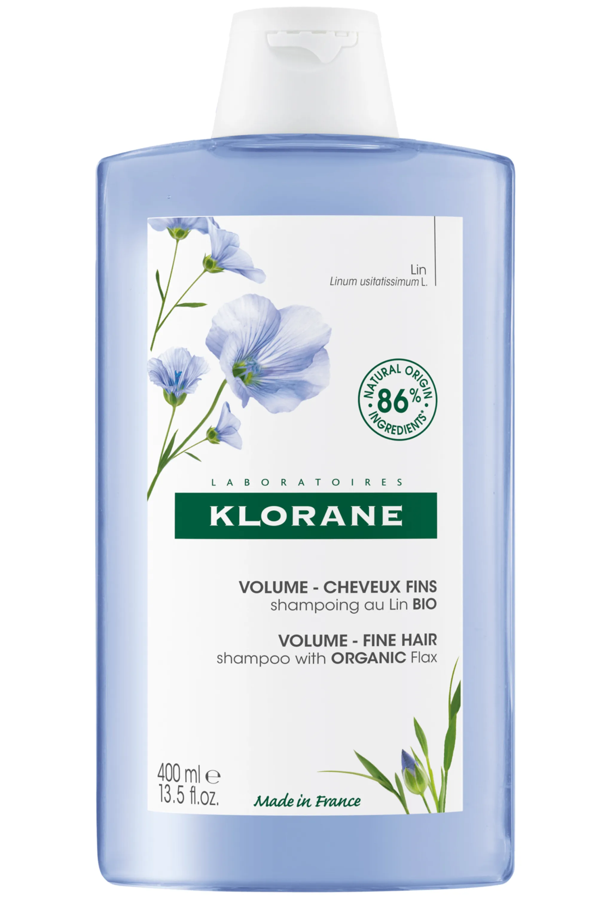 Klorane Shampoing au Lin bio pour cheveux fins-400 ml