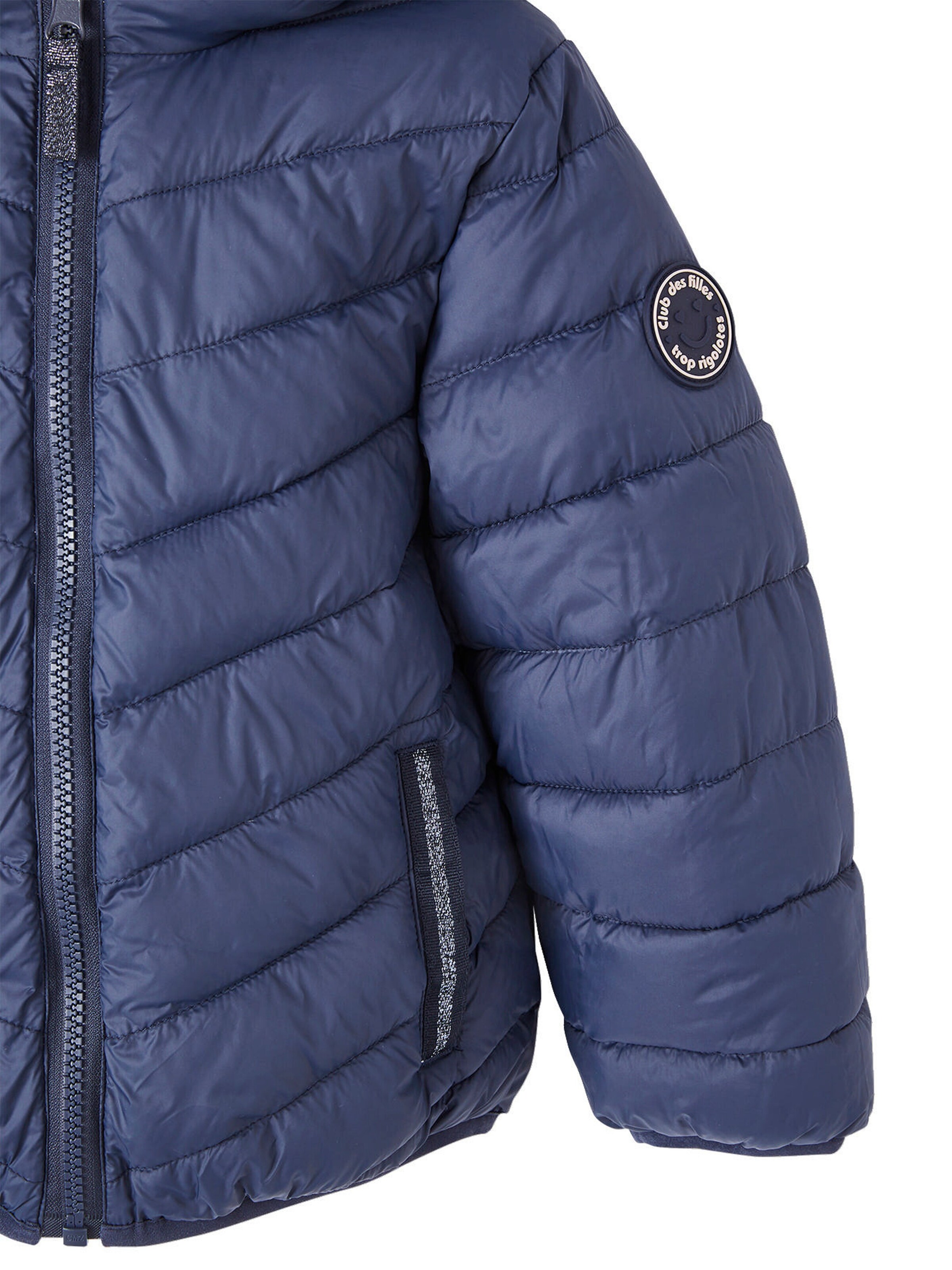 Vertbaudet Wendbare Mädchen Light-Steppjacke, Kapuze, Recycling-Polyester nachtblau