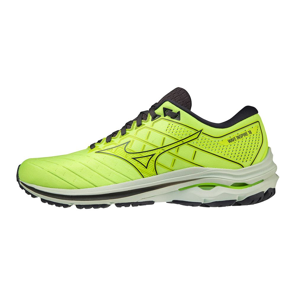 Mizuno WAVE INSPIRE 18 - Chaussures running Homme neolime/mistyblue/ebony