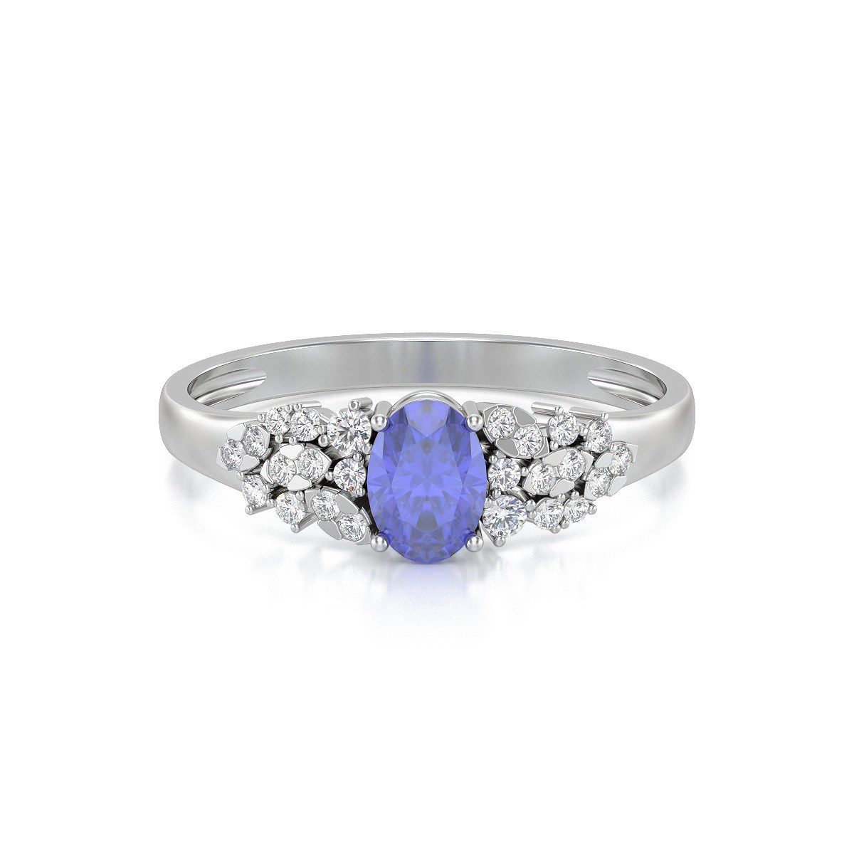 Bague Tanzanite et diamants sur Argent 925 2.934grs