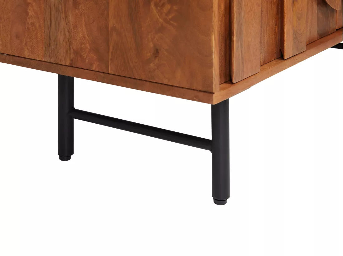 Buffet haut avec 4 portes en bois de manguier et métal noir - Naturel - MIZORAM de Maison Céphy