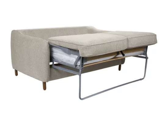 Vornay - Canapé convertible express 2 places en tissu pieds bois foncé - Beige