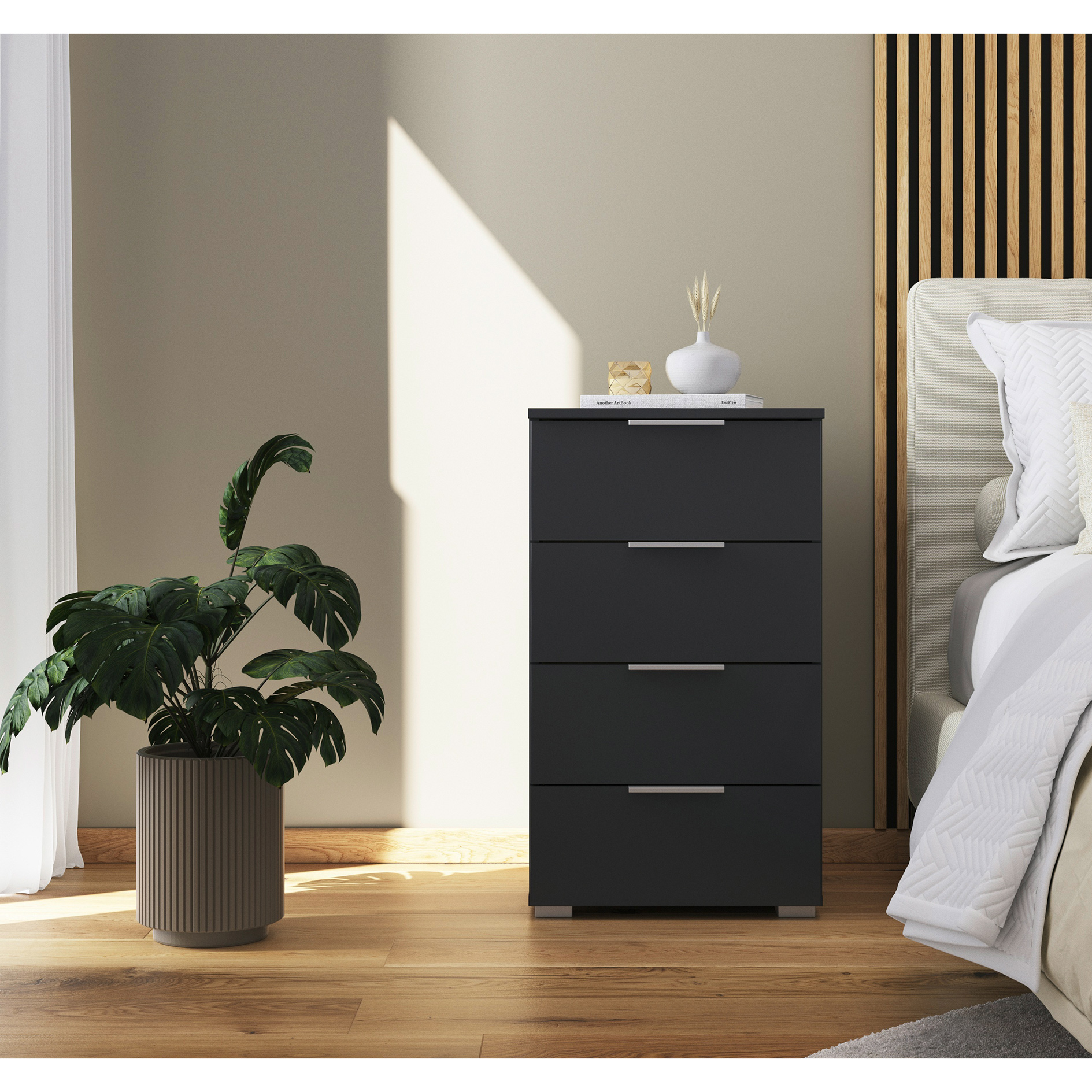 Nachtschrank - grau metallic - 82 cm
