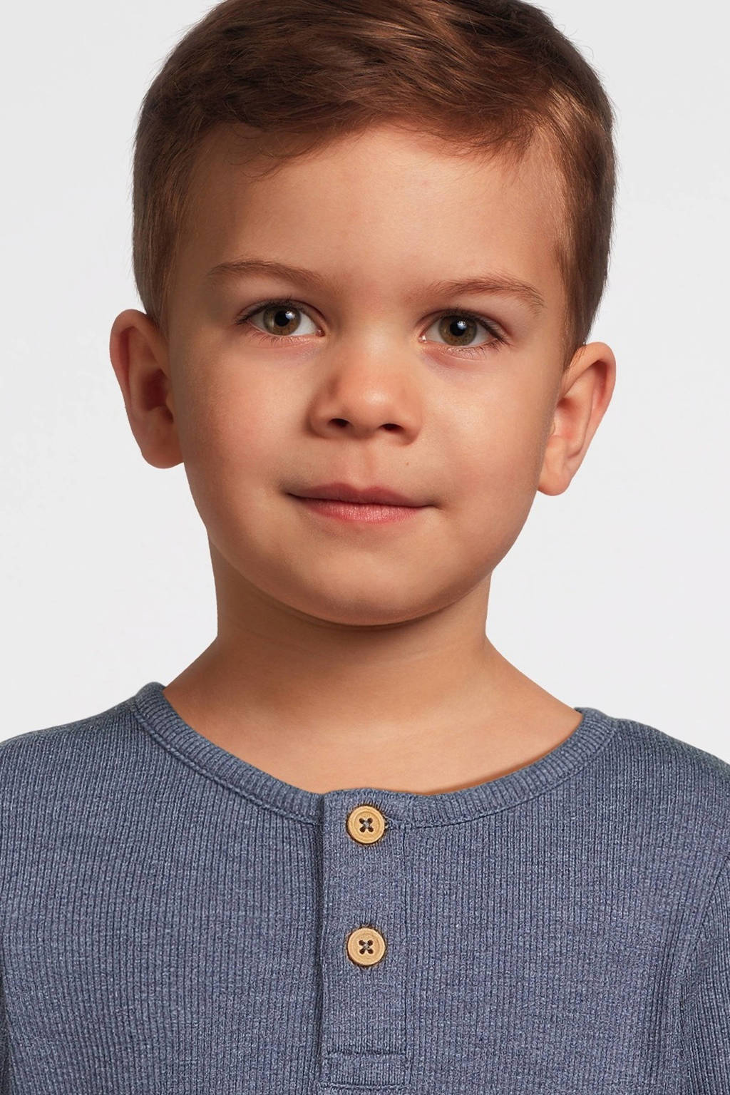ribgebreid T-shirt NMMKAB grijsblauw