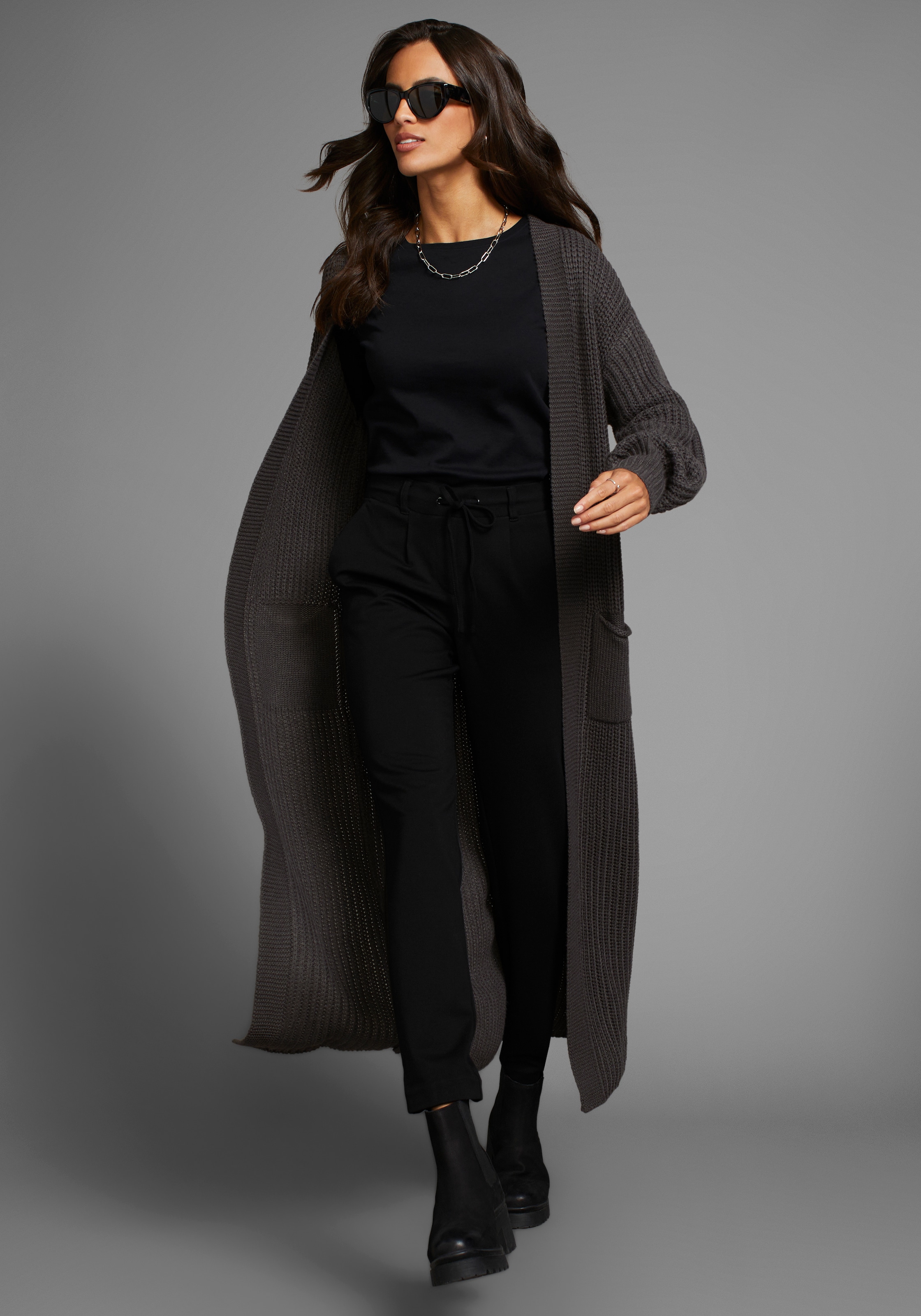 Laura Scott Longstrickjacke , aus kuscheligem Grobstrick