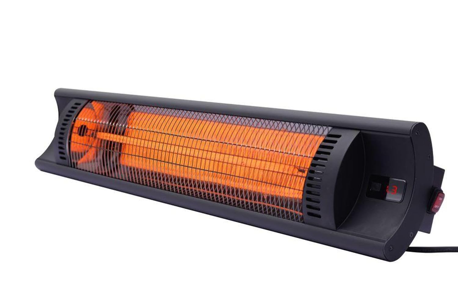 HENDI Heizstrahler, Bola, Infrarot, mit Fernsteuerung, heizt bis zu 32 m², Wandmontage, Infrarotstrahler, Standheizstrahler, Terrassenheizer, 230V/2500W, 912x185x(H)174mm, Aluminium, Schwarz