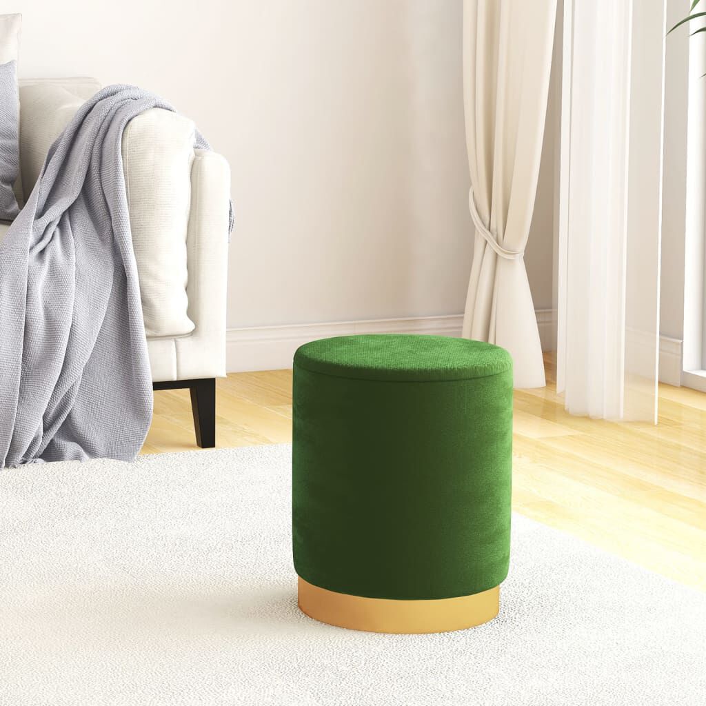 vidaXL Ronde opbergkruk groen fluweel gestoffeerd 31 x 37 cm