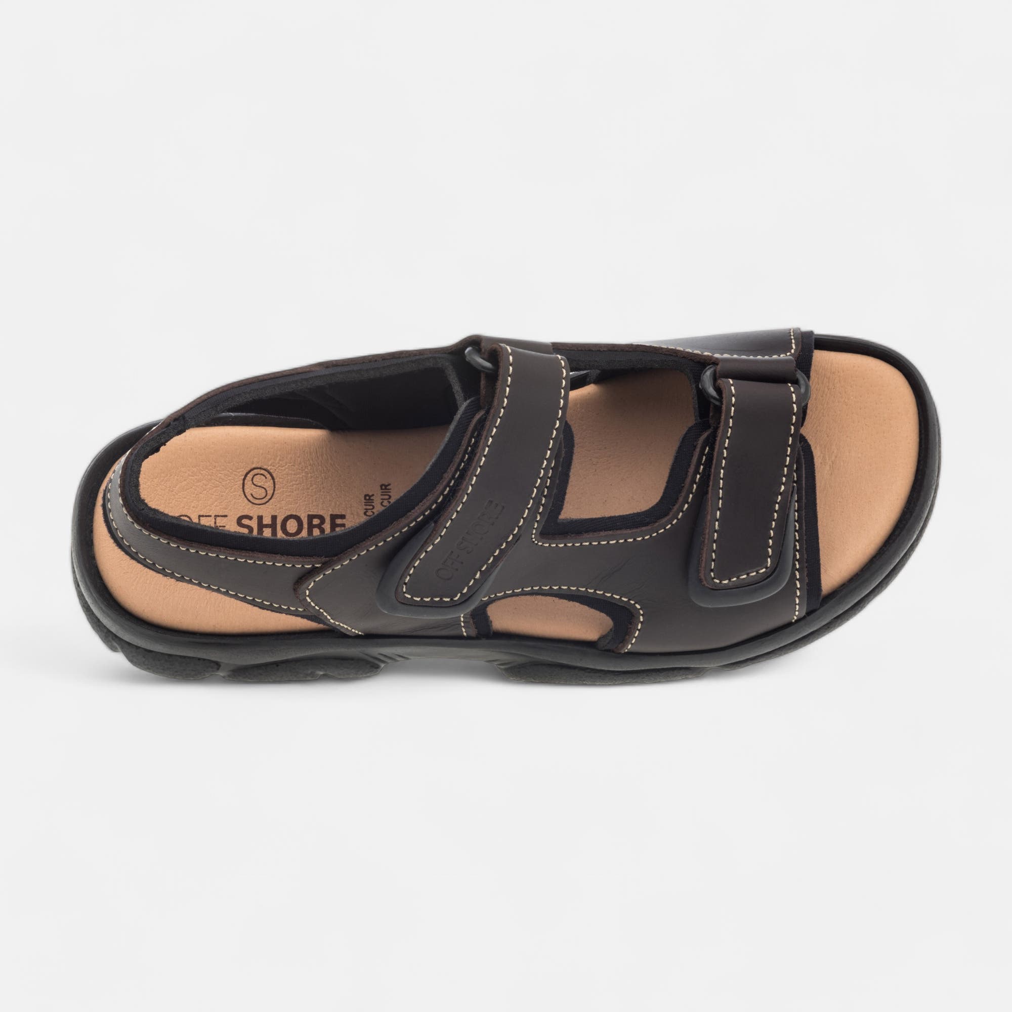 Nu-pieds confort Homme en cuir marron