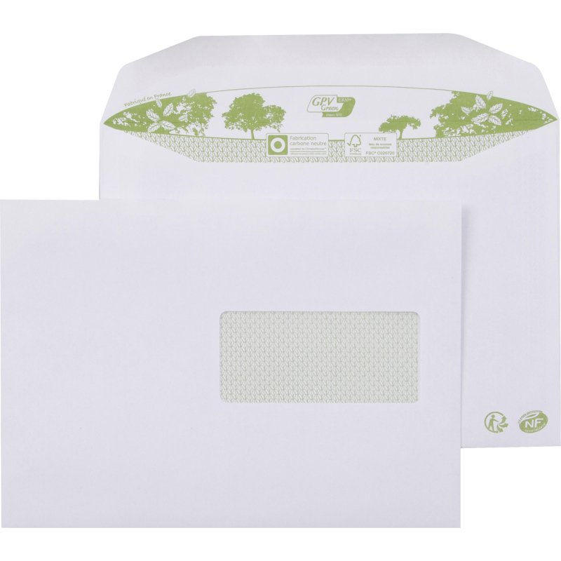 Enveloppe pour mise sous-pli automatique 162 x 229 mm ERAPURE 80 g avec fenêtre 45 x 100 patte gommée - Boîte de 500