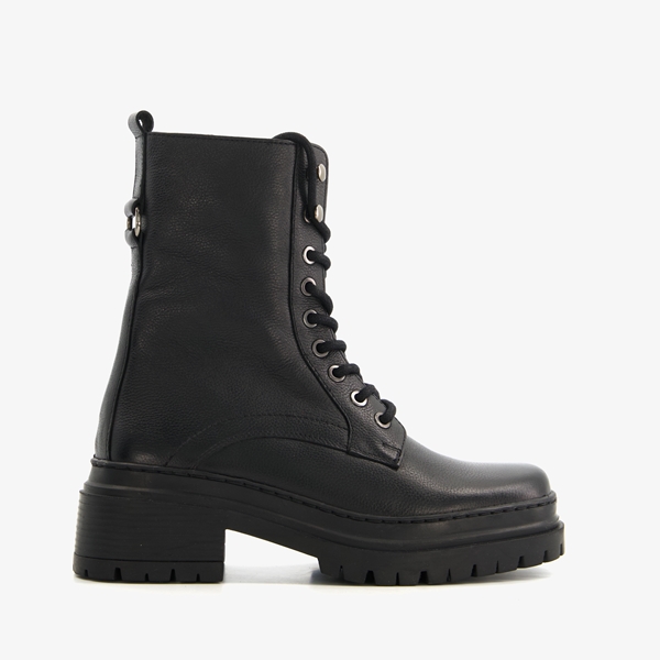 Harper leren dames veterboots zwart