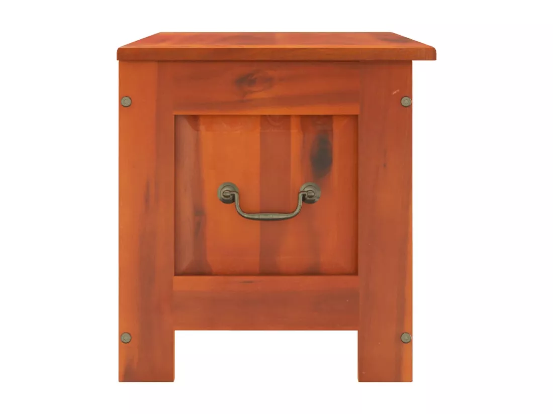 Coffre de rangement avec couvercle marron bois massif d'acacia