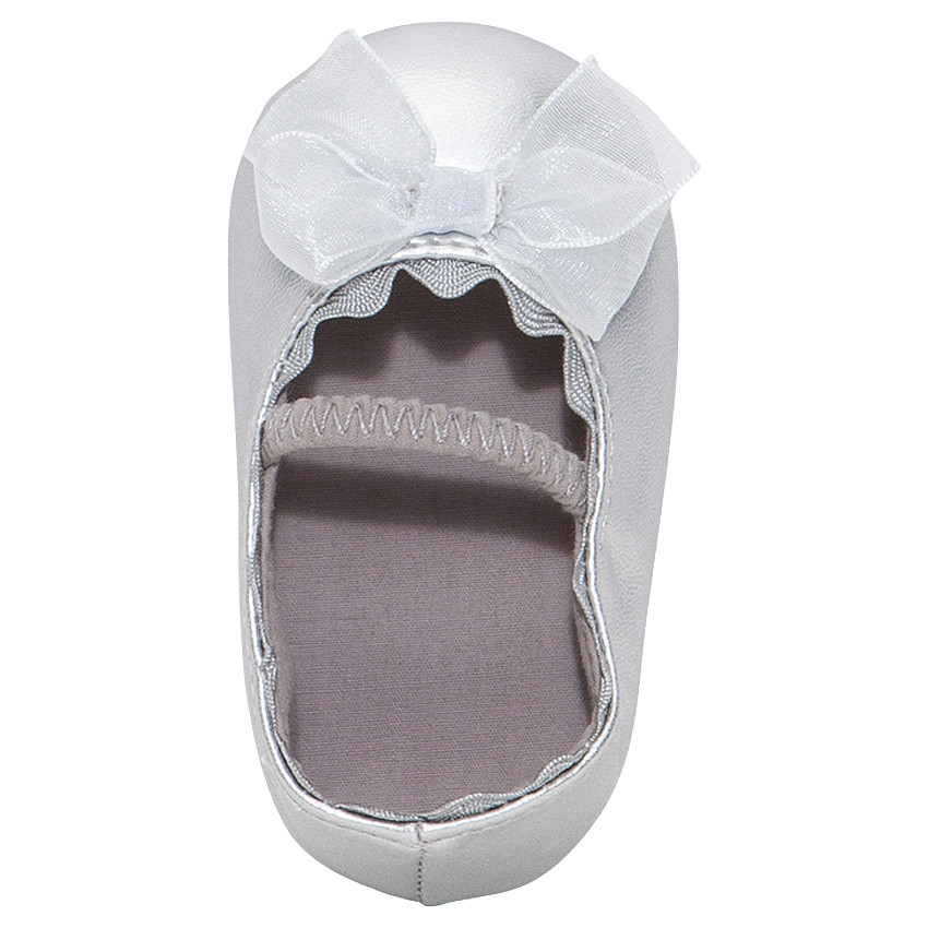 Babies argentées avec élastique et noeud en tulle