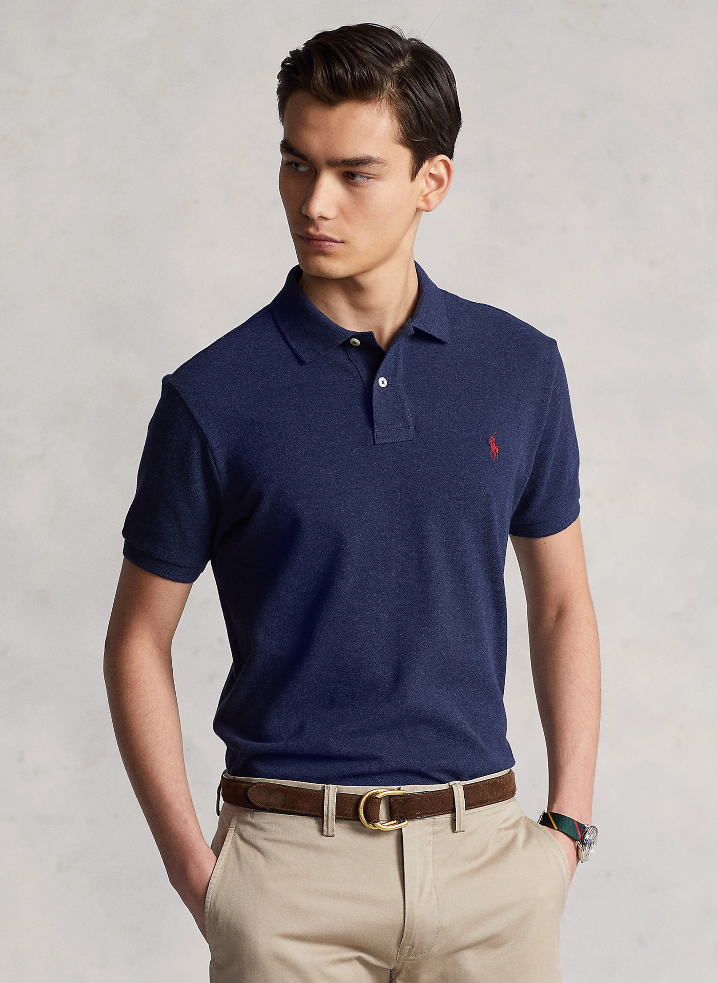 Polo slim-fiit en coton | Bleu