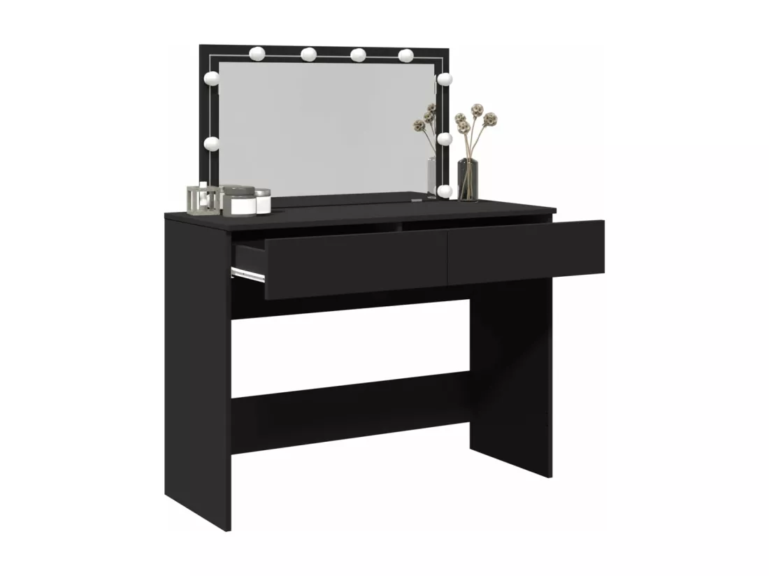 Coiffeuse avec LED noir 100x40x120 cm