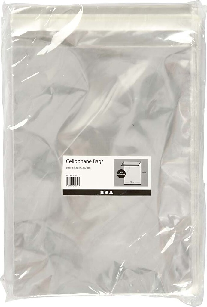 Cellofanposer - H 25,3 CM - B 18 CM - Tykkelse 25 My - 200 Stk
