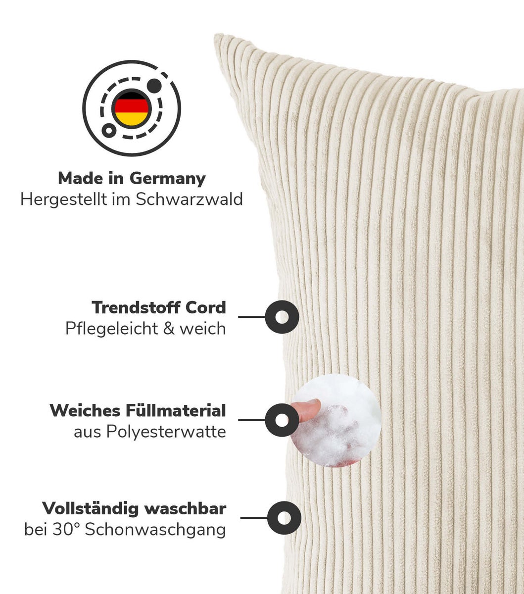 mokebo XXL bankkussen 'The Cuddly One', reuzenkussen of XXL kussen van corduroy in beige