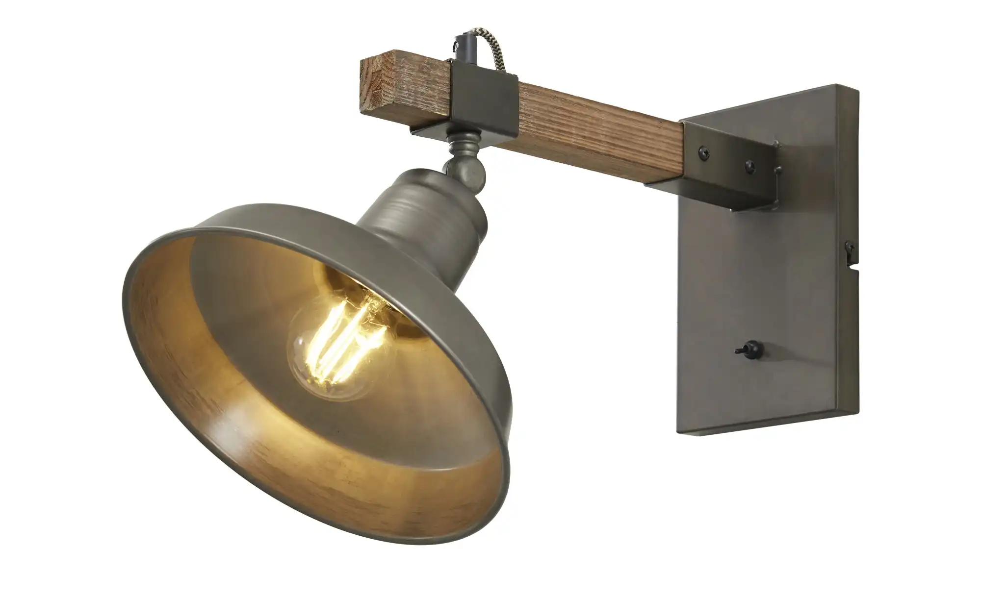 Wandleuchte, 1-flammig, schwarz/holz