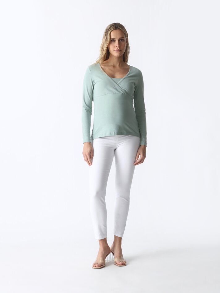 Blusa de amamentação com decote cruzado - Verde Centro Cirúrgico