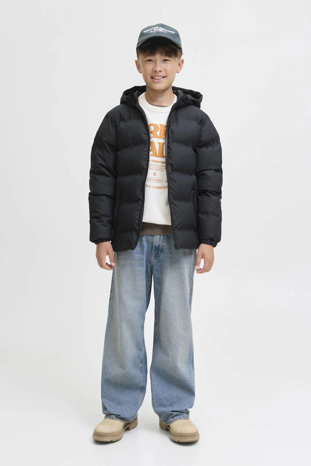 JACK & JONES JUNIOR gewatteerde jas zwart