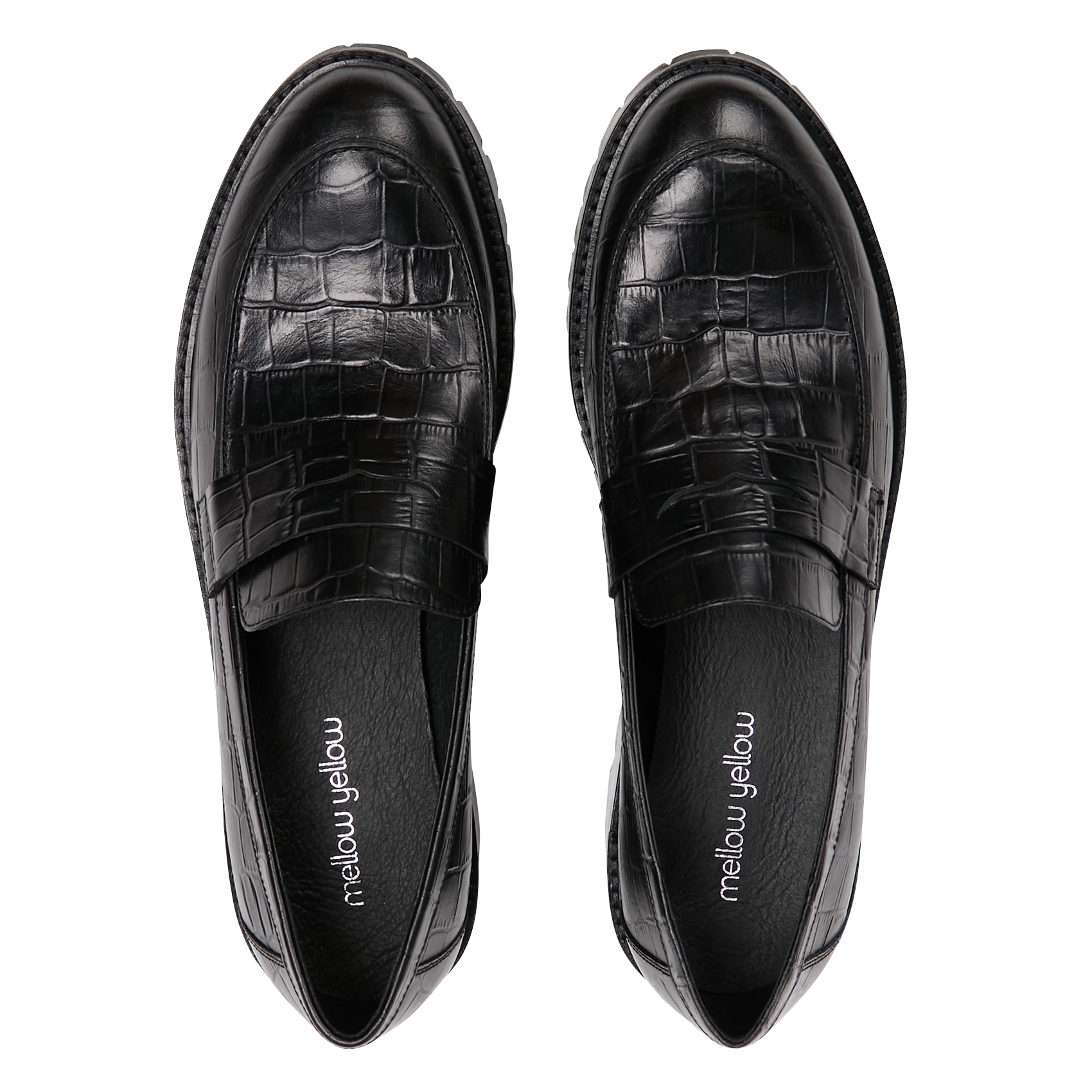 AUBREE - Mocassins crantés en cuir croco | Noir