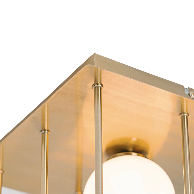 Moderne plafondlamp goud met opaal glas 9-lichts  - Athens