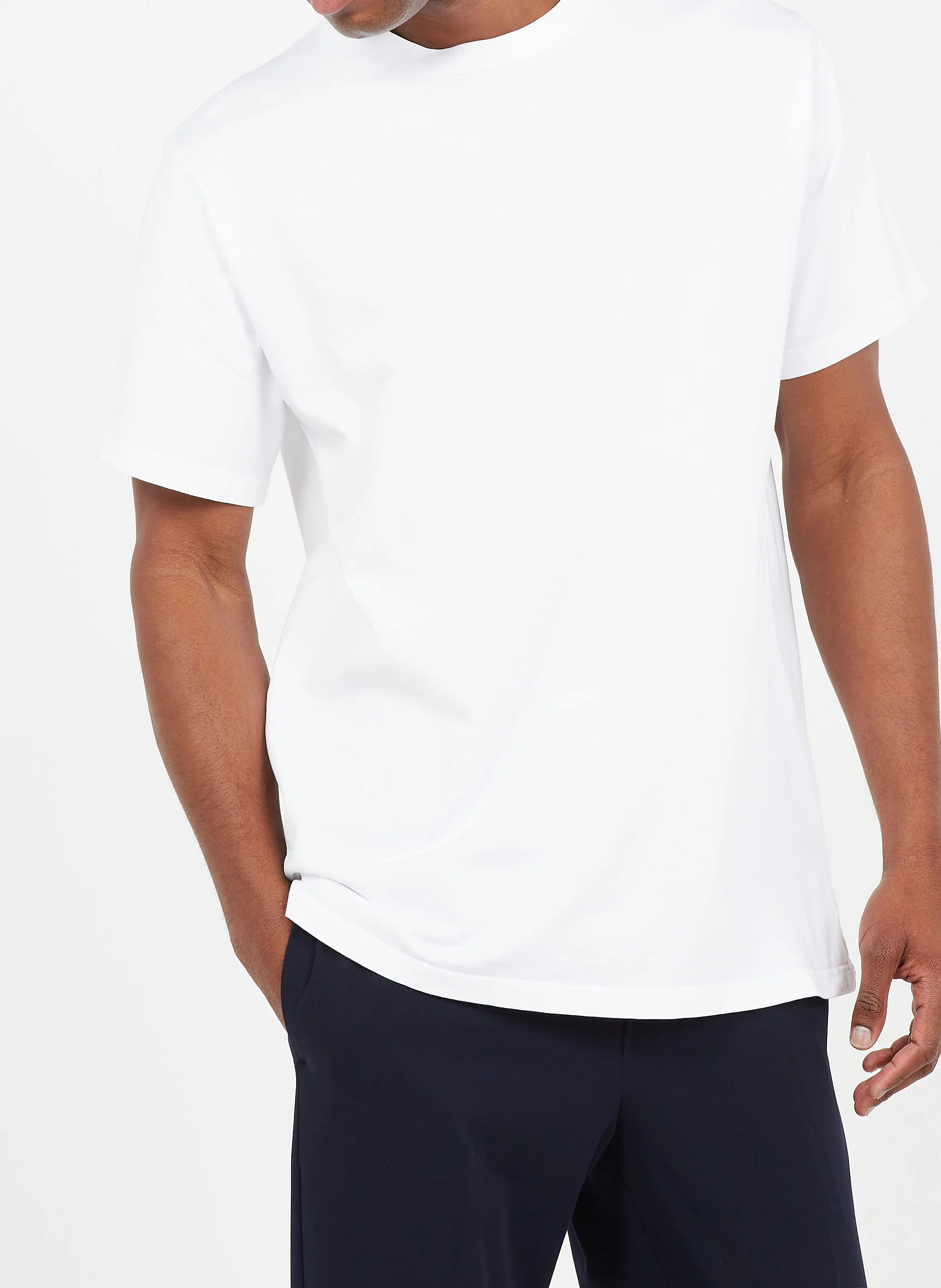 FIZVALLEY - Tee-shirt col rond regular-fit en coton | Blanc