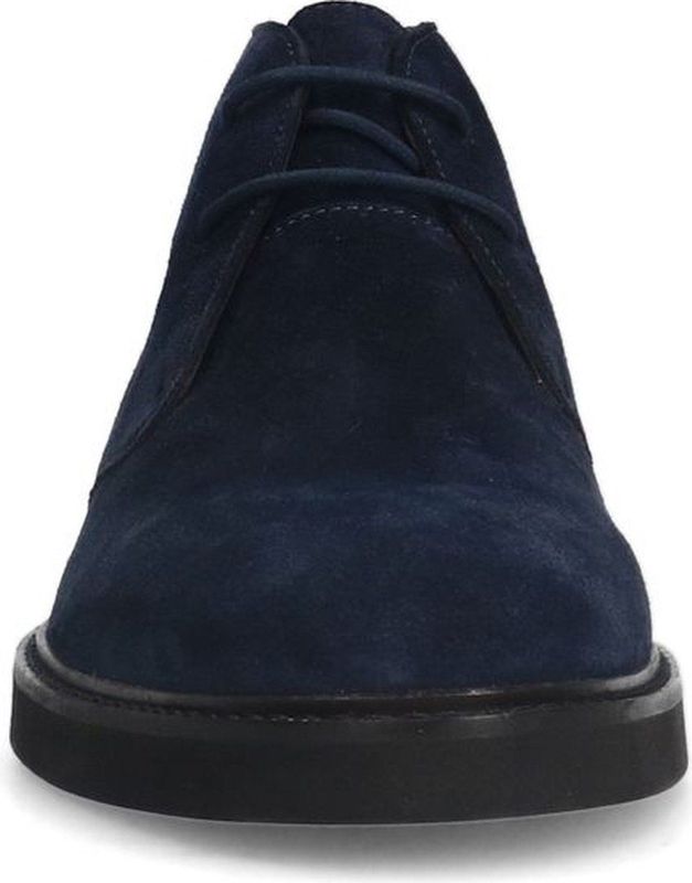 Manfield - Heren - Navy Veterboots - Suède - Platte Hak 2 cm