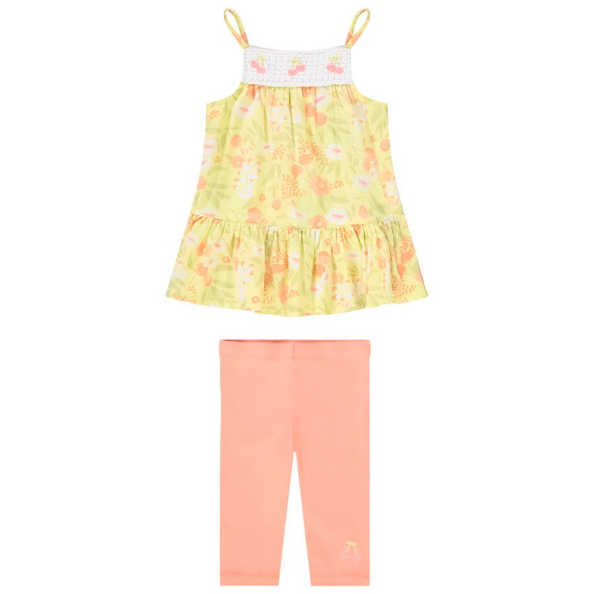 Ensemble 2 pièces imprimé fantaisie pour bébé fille - Blanc