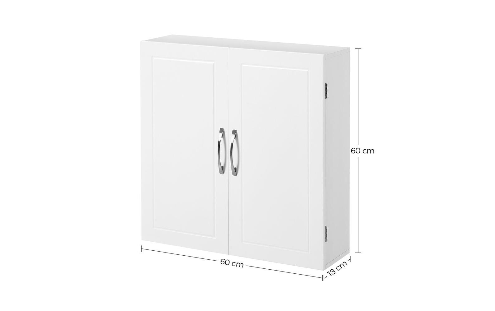 Badezimmerregal 60 x 60 cm, WeissWandschrank mit 2 Türen