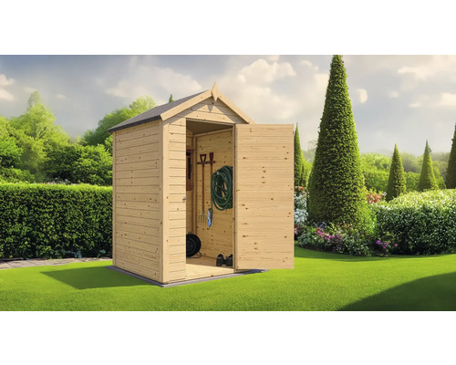 Mini tuinhuisje met vloer, 134 x 136 cm, natuurlijke afwerking