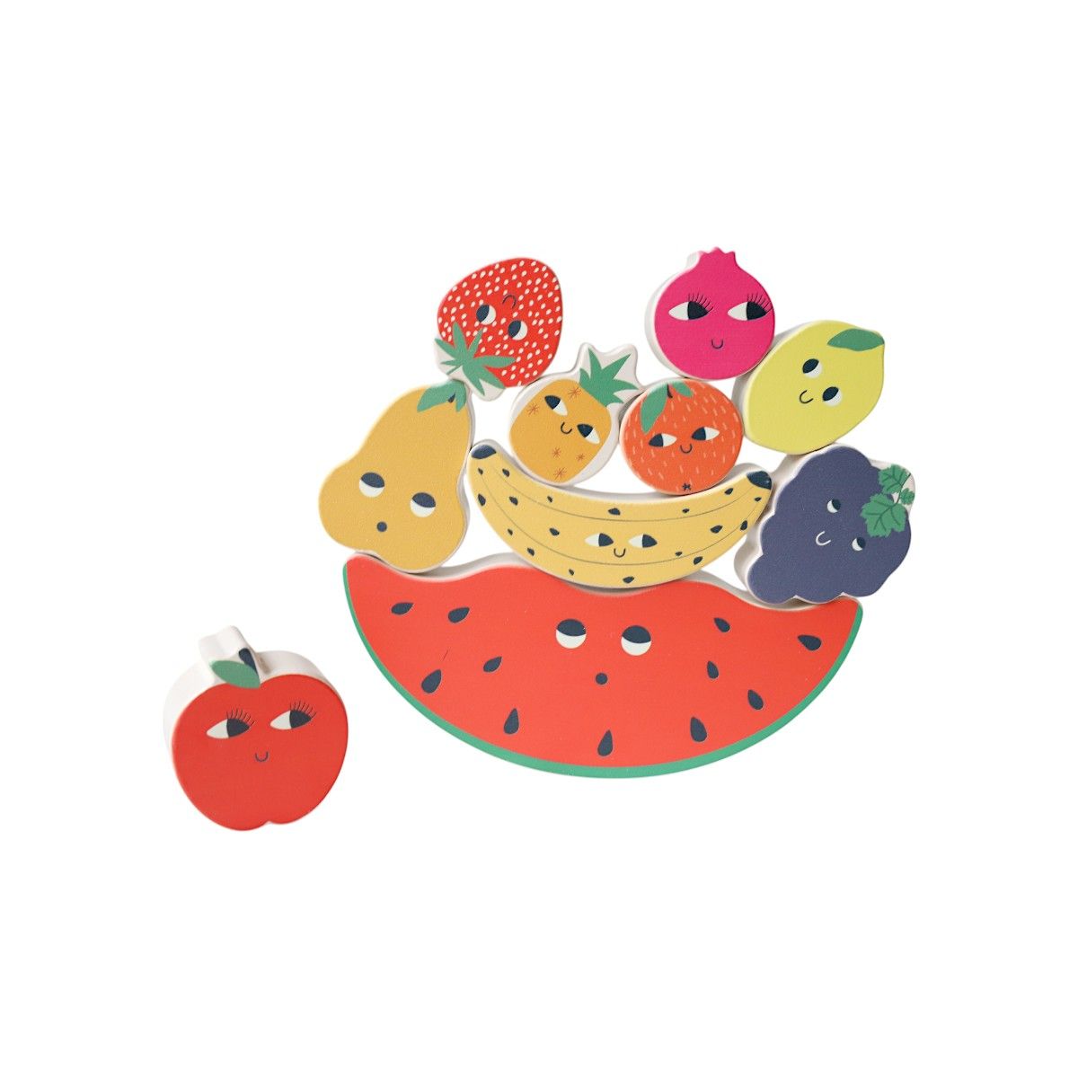 Jeu d'équilibre fruits en bois Mercredi et Patati