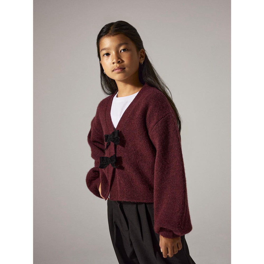 Køb Name It Burgundy Black Bow Nkfrina Ls Strik Card
