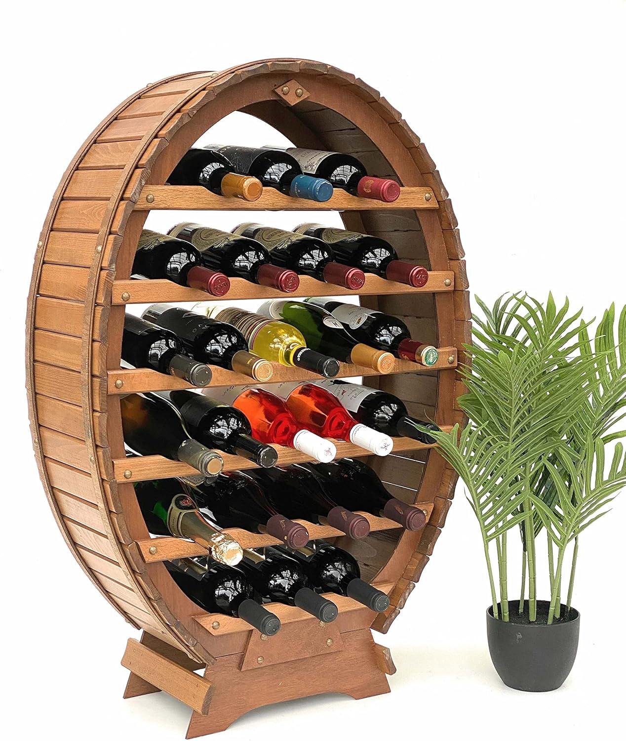 DanDiBo Weinregal Holz Stehend Weinfass 24 Flaschen Braun Flaschenregal Flaschenhalter Fass
