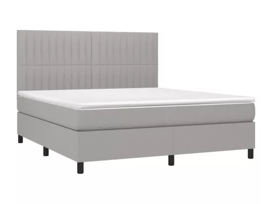 Sommier tapissier matelas et LED Gris clair 160x200 cm Tissu