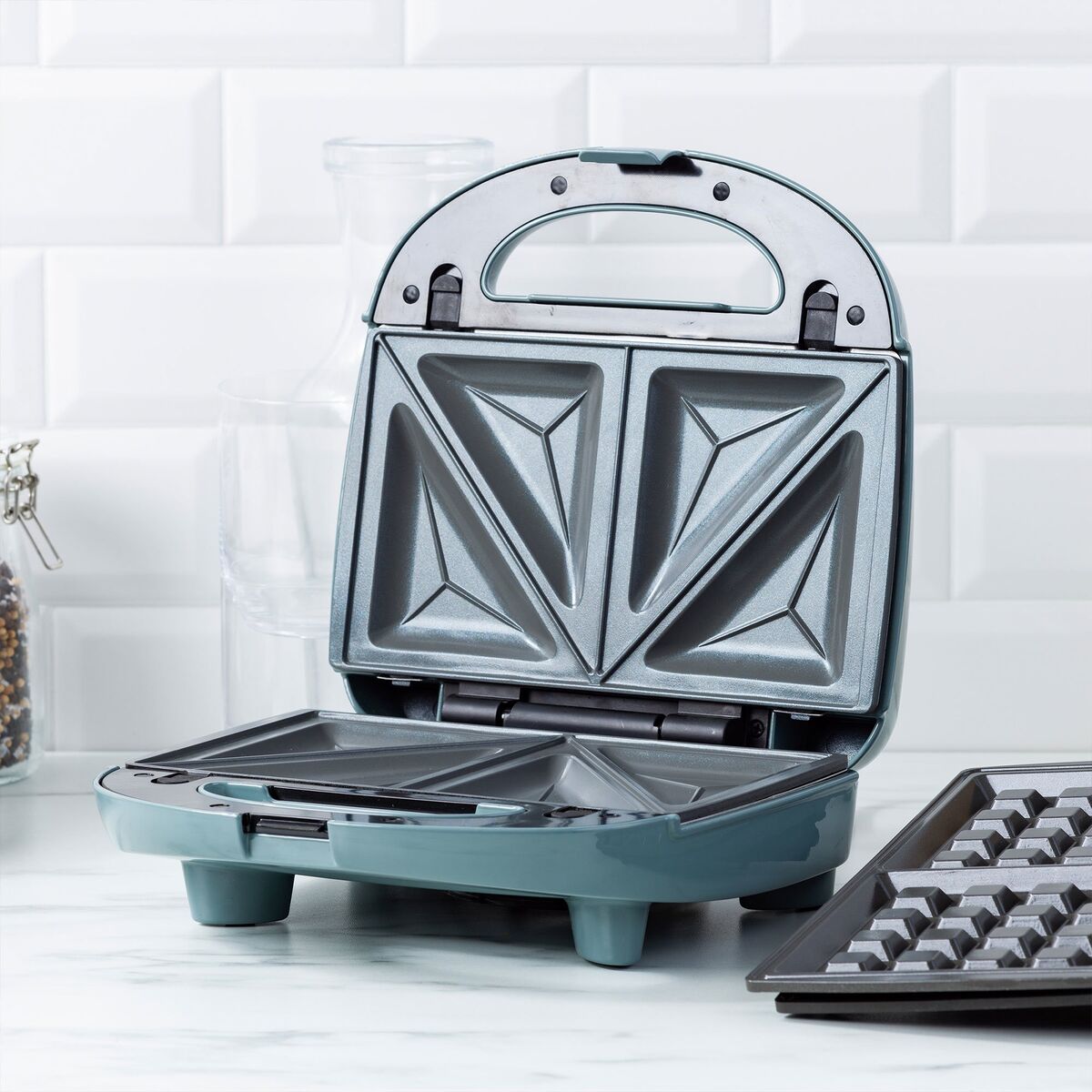 3-in-1 toastgrill/vaffeljern, smokey blue