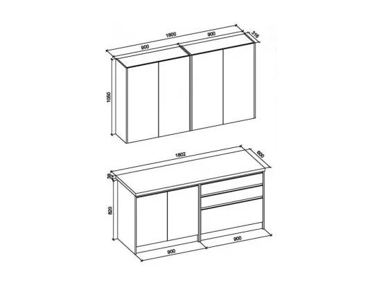 Cuisine design gris anthracite et aspect chêne BINGO