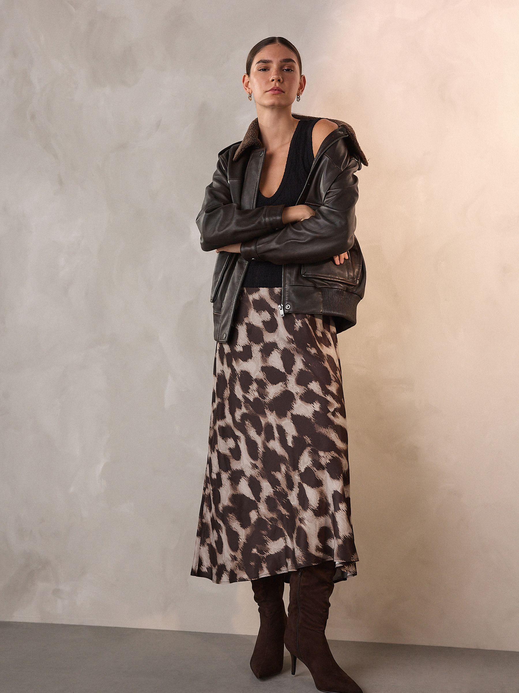 Dierenprint - Satijnen midirok