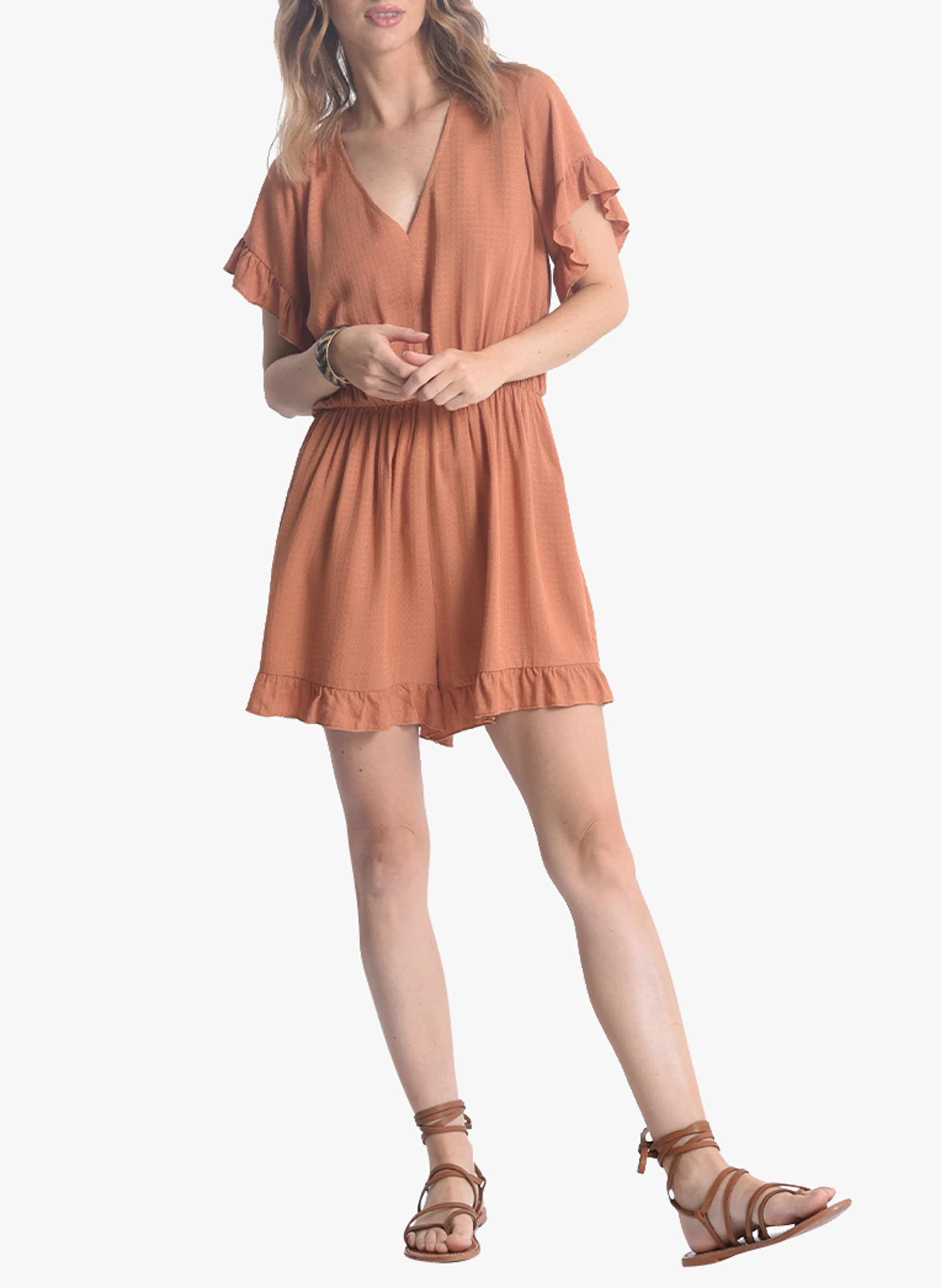 Combi-Short Col V en jacquard | Rouge