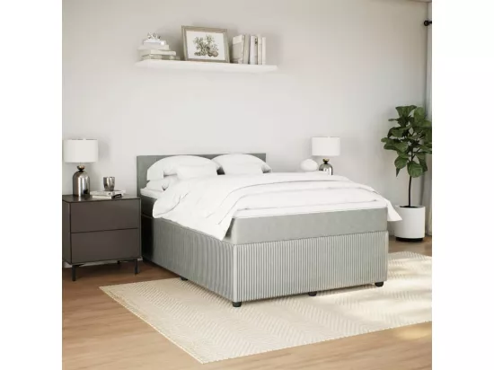 Sommier à lattes de lit et matelas Gris clair 140x190cm Velours