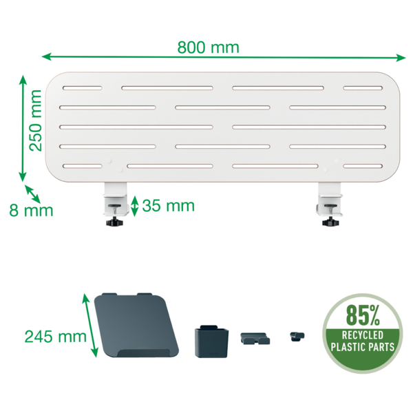 Bureau Ophangbord met laptophouder 80x25 cm wit