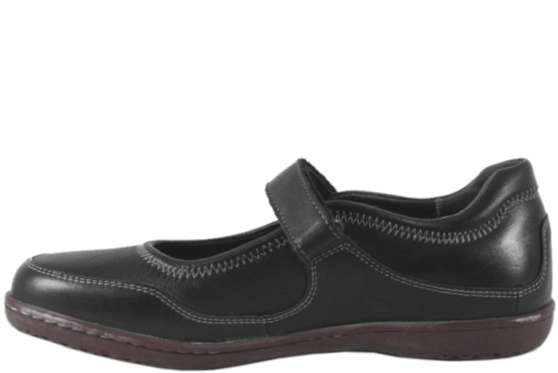 NEW FEET BALLERINA I SORT GLAT SKIND MED ORTHOSTRECH