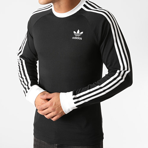 Tee Shirt Manches Longues A Bandes 3 Stripes GN3478 Noir