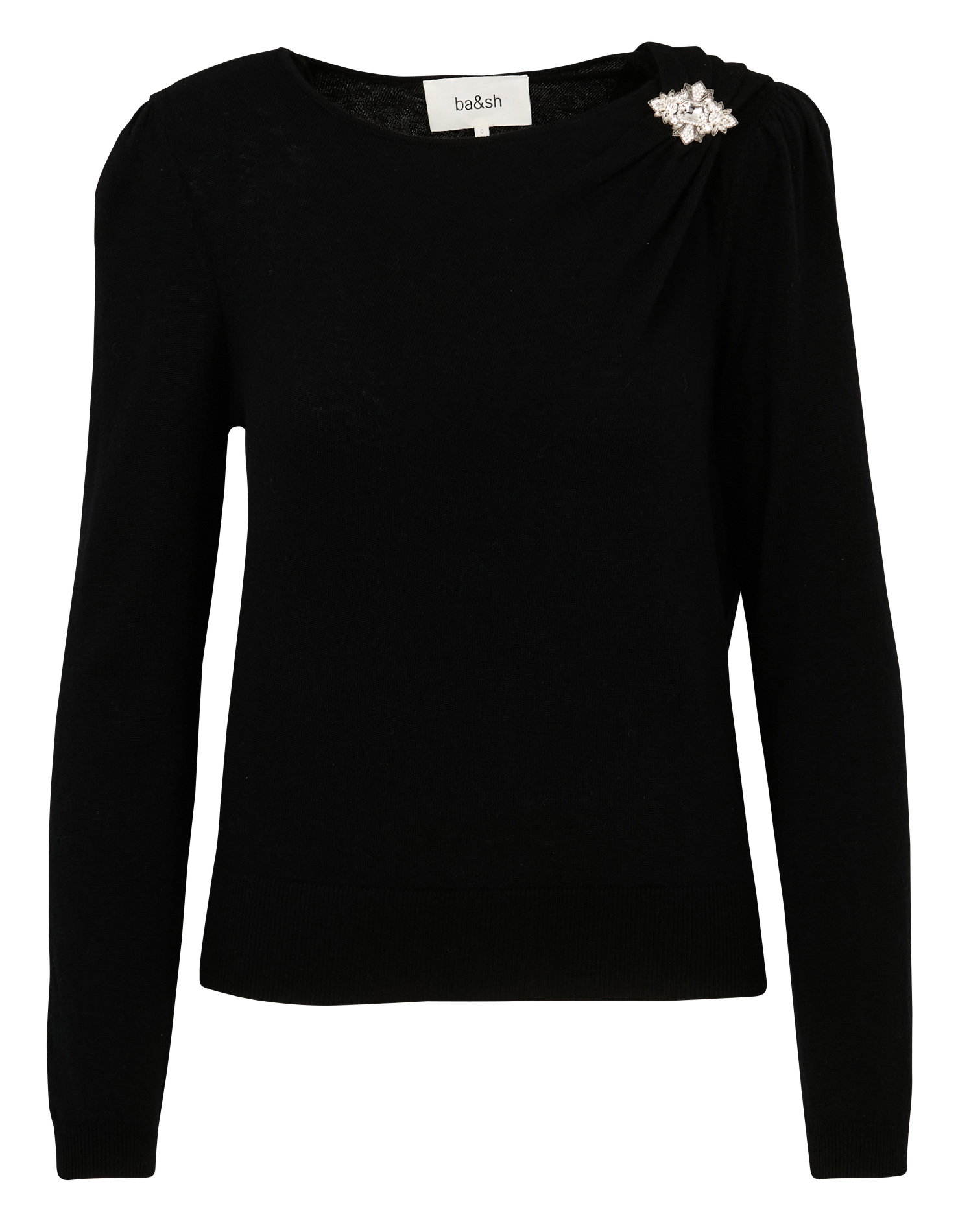 BRIANA - Pull droit en laine | Noir