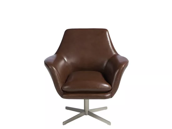 Fauteuil pivotant en cuir et acier poli 5093 ANGEL CERDA