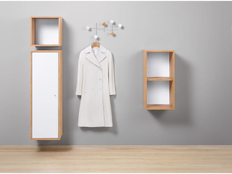 Hangkast met deur 118 x 38 cm eikenlook/wit