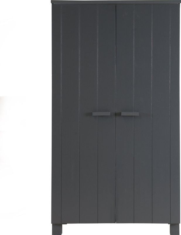 WOOOD Dennis Kast - Staal Grijs - Grenen Geborsteld - 111x202x55