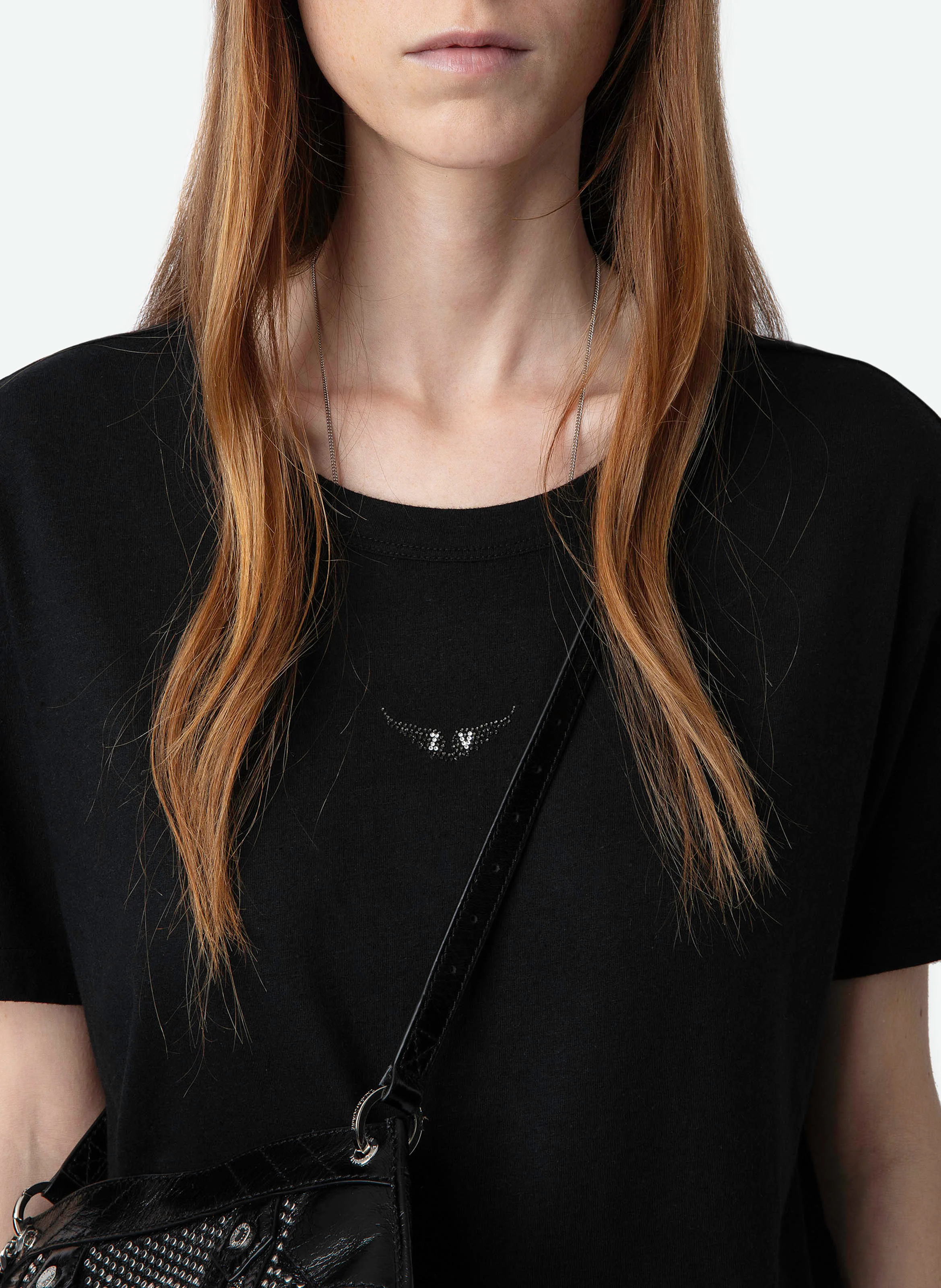 MARTA - Tee-shirt droit en coton et lin mélangés | Noir