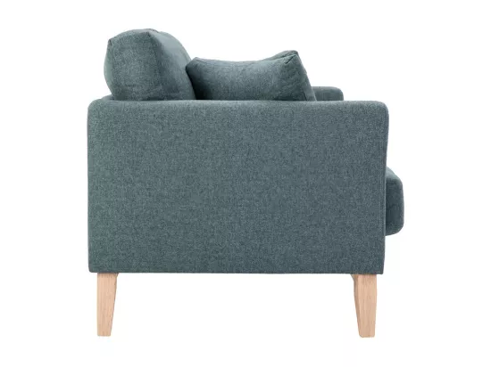 Canapé scandinave déhoussable 2 places en tissu vert de gris et bois clair OSLO
