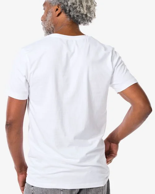 t-shirt homme slim fit col en v profond blanc