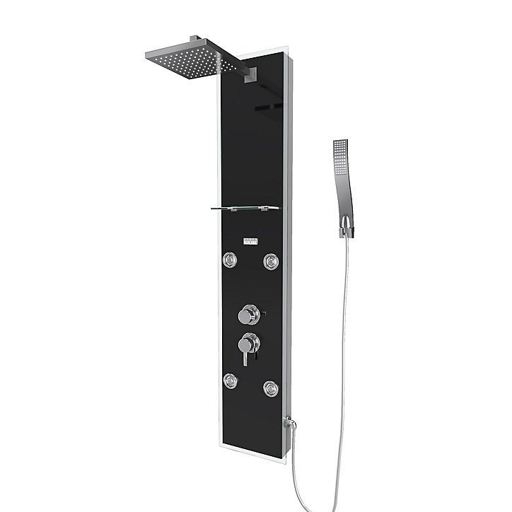 Colonne de douche hydromassante noir Galedo Glass